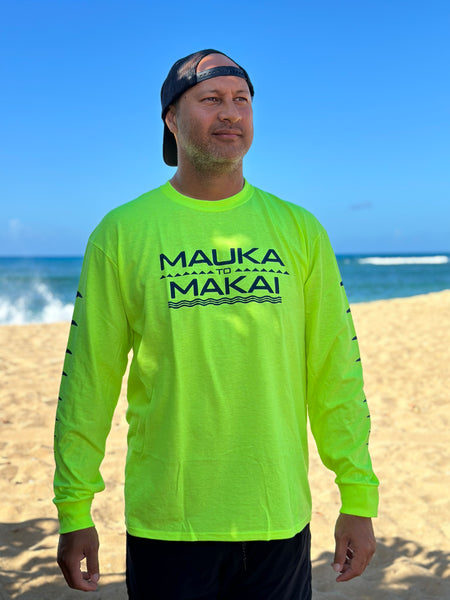 Mauka to Makai Longsleeve T-Shirt Safety Green – Hae Hawaii