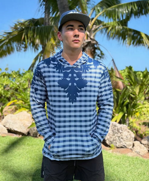 Palaka Kuiki Hooded Longsleve Drifit Navy – Hae Hawaii