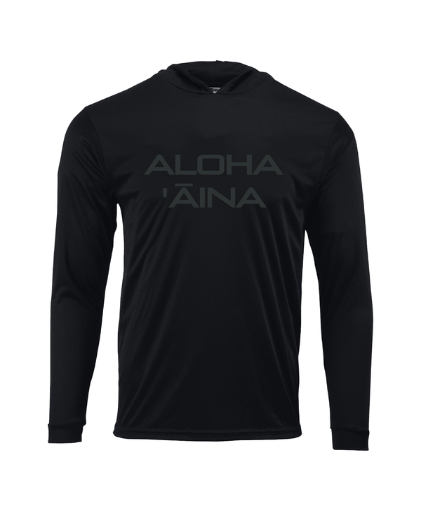 Aloha Aina Hooded Longsleeve Drifit Black on Black