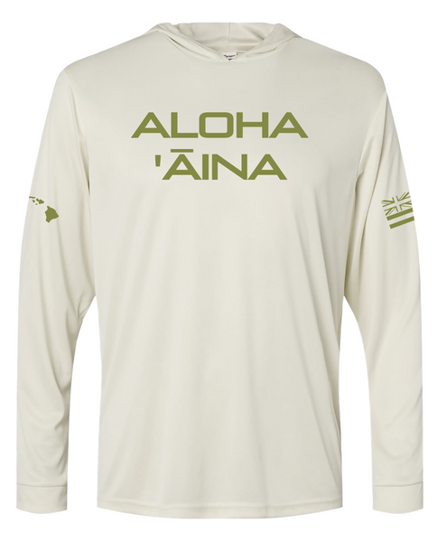 Aloha Aina Green on Sand Hooded Long Sleeve Drifit – Hae Hawaii
