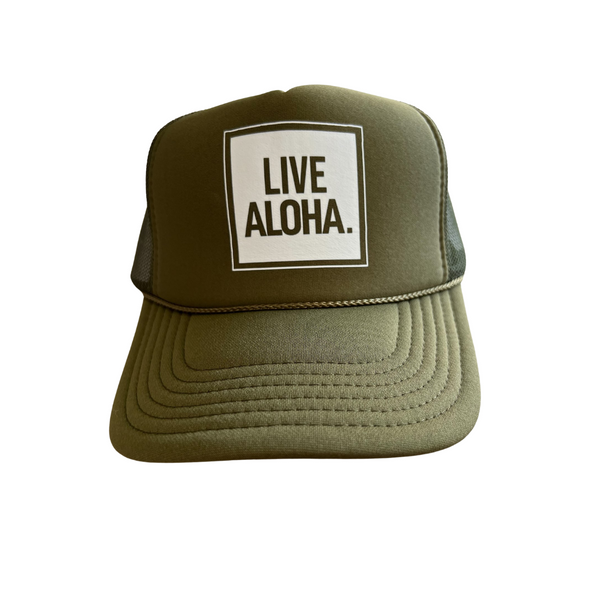ALOHAcollection★TruckerHat帽子・ALOHAロゴ・カーキ・迷彩 Original ALOHA Trucker Hat in Black on Camo | ALOHA Collection