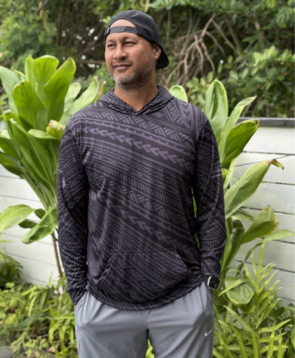 Kakau Black Hooded Long Sleeve Drifit