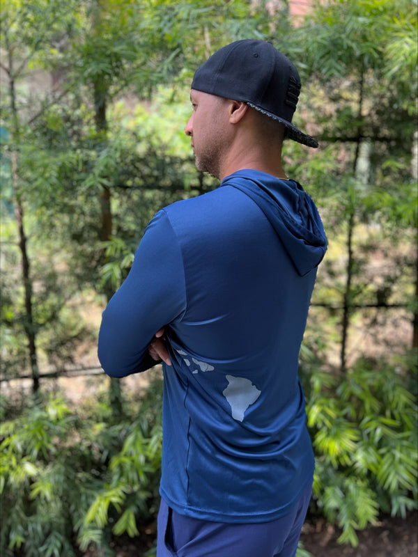 Kamehameha Navy Hooded Long Sleeve Drifit
