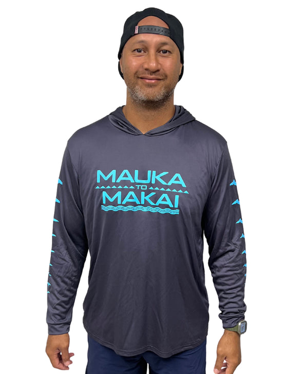 Mauka to Makai Hooded Long Sleeve Drifit Charcoal Gray