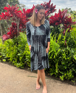 Wahine 3/4 Sleeve Dress Palapalai