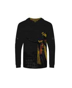 Kamehameha Black & Gold Youth Hooded Longsleeve Drifit