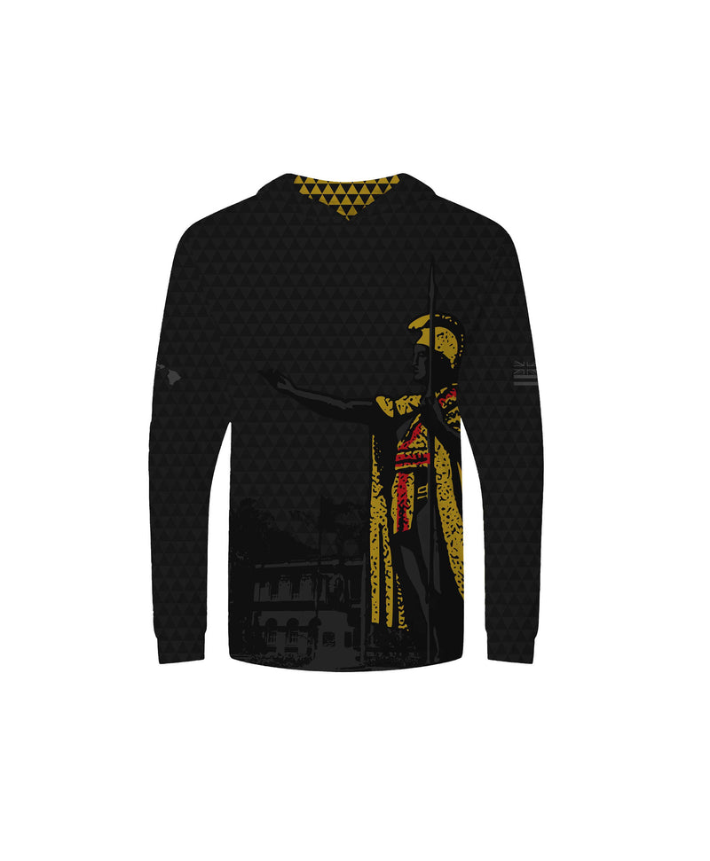 Kamehameha Black & Gold Youth Hooded Longsleeve Drifit