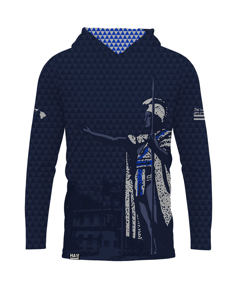 Kamehameha Navy & White Hooded Longsleeve Drifit