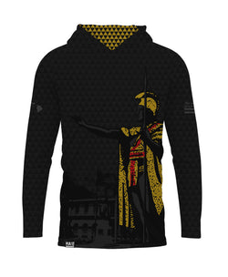 Kamehameha Black & Gold Hooded Longsleeve Drifit