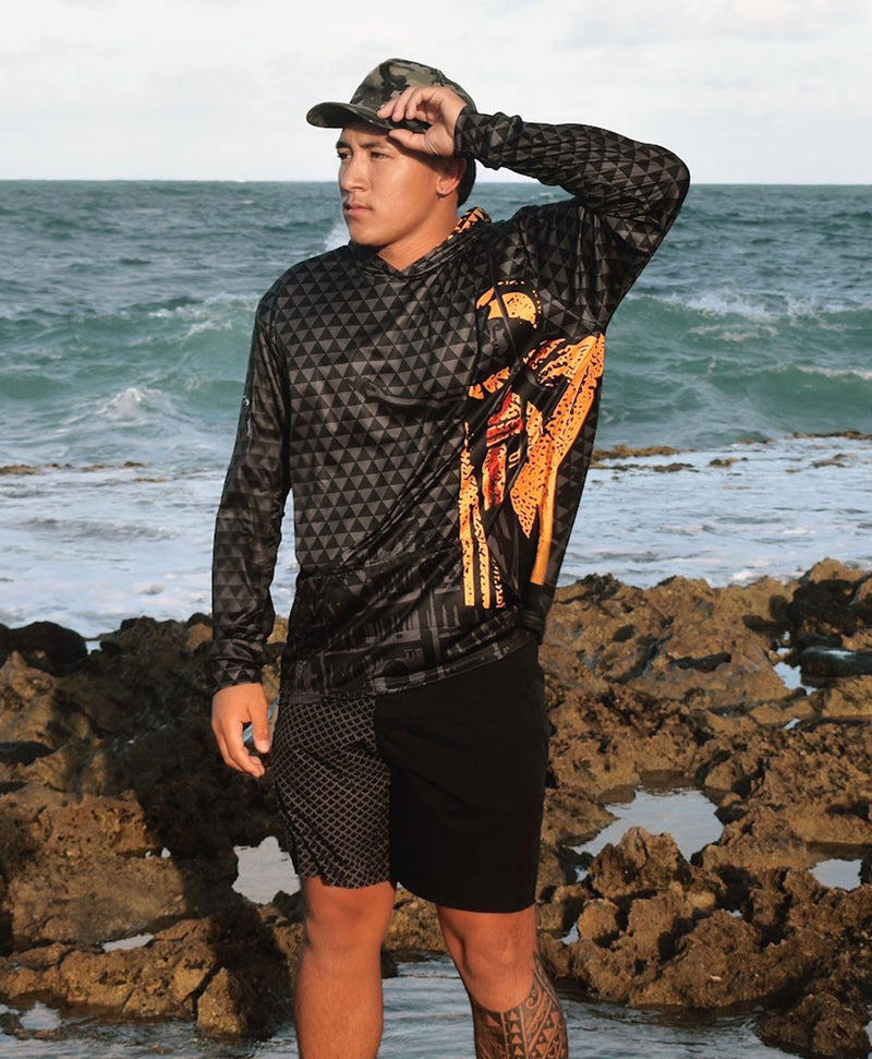 Kamehameha Black & Gold Hooded Longsleeve Drifit
