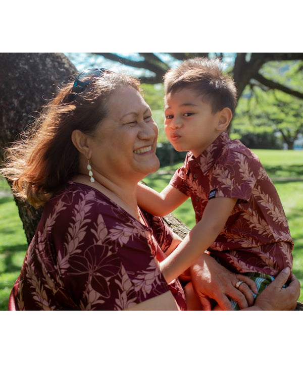 Keiki Button Down Aloha Shirt 'Awapuhi Melemele - ʻĀʻula Brown