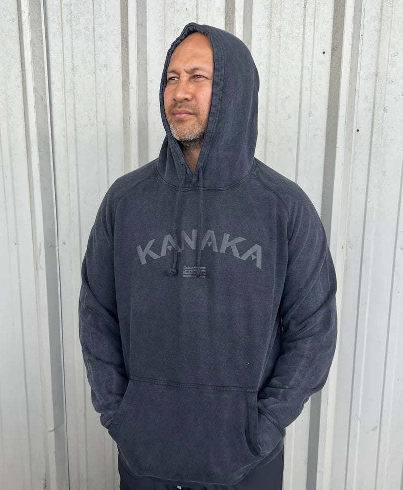 Kanaka Vintage Wash Black Hooded Sweater