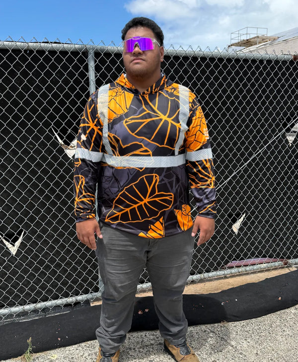 Kalo Reflective Hooded Longsleeve Drifit Black Orange – Hae Hawaii
