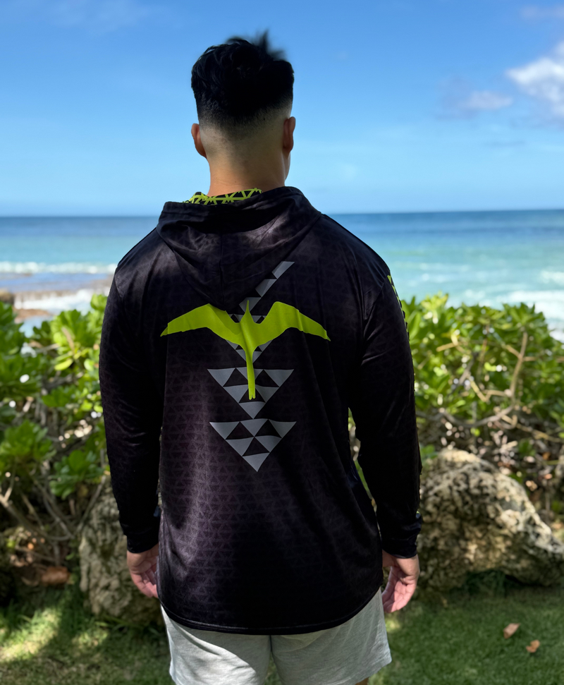 Iwa Triangles Hooded Long Sleeve Drifit Navy Neon