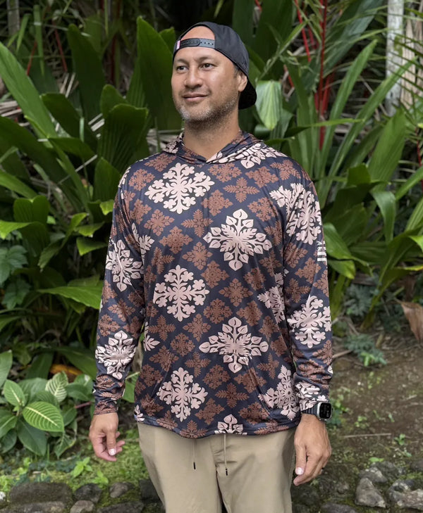 Kapa Kuiki Black Hooded Long Sleeve Drifit Brown