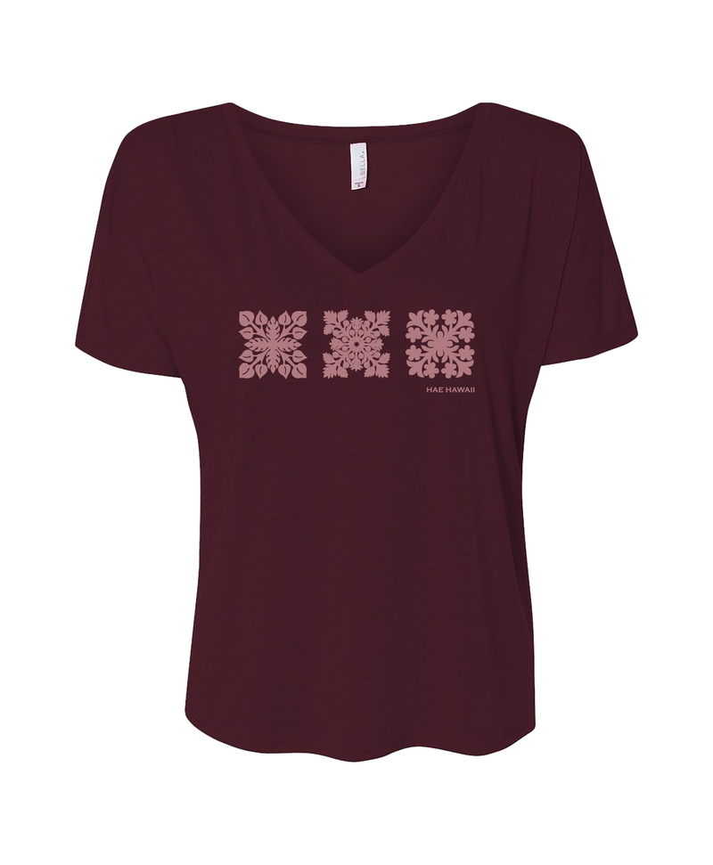 Kapa Kuiki Wahine Slouchy V-Neck Maroon