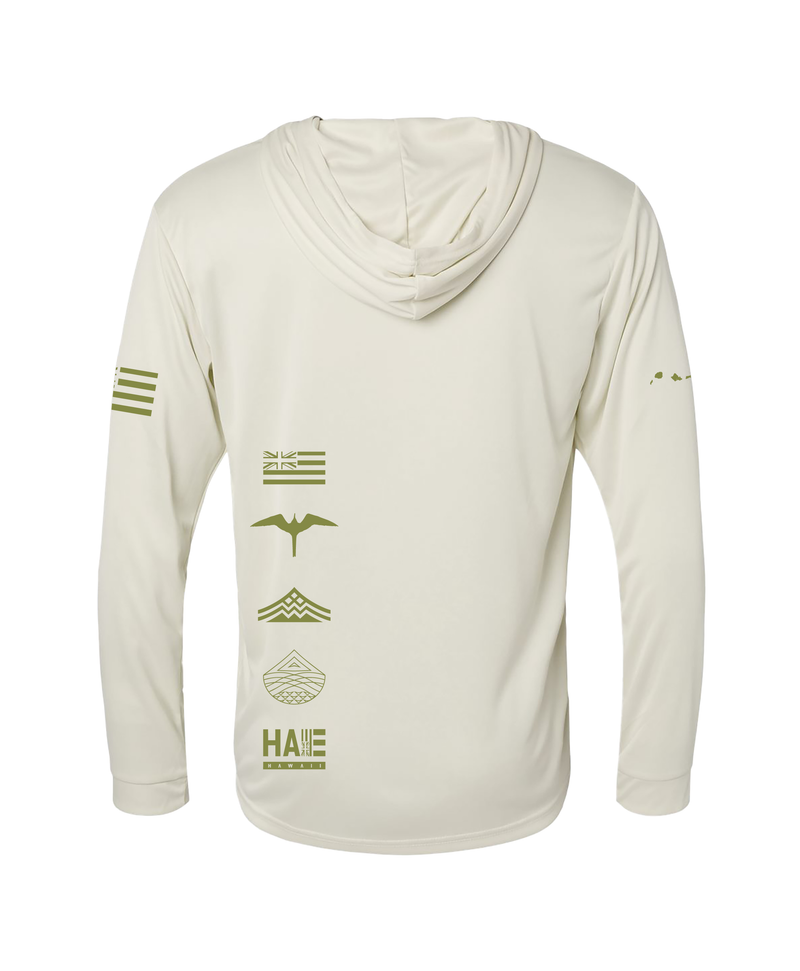 Aloha Aina Green on Sand Hooded Long Sleeve Drifit