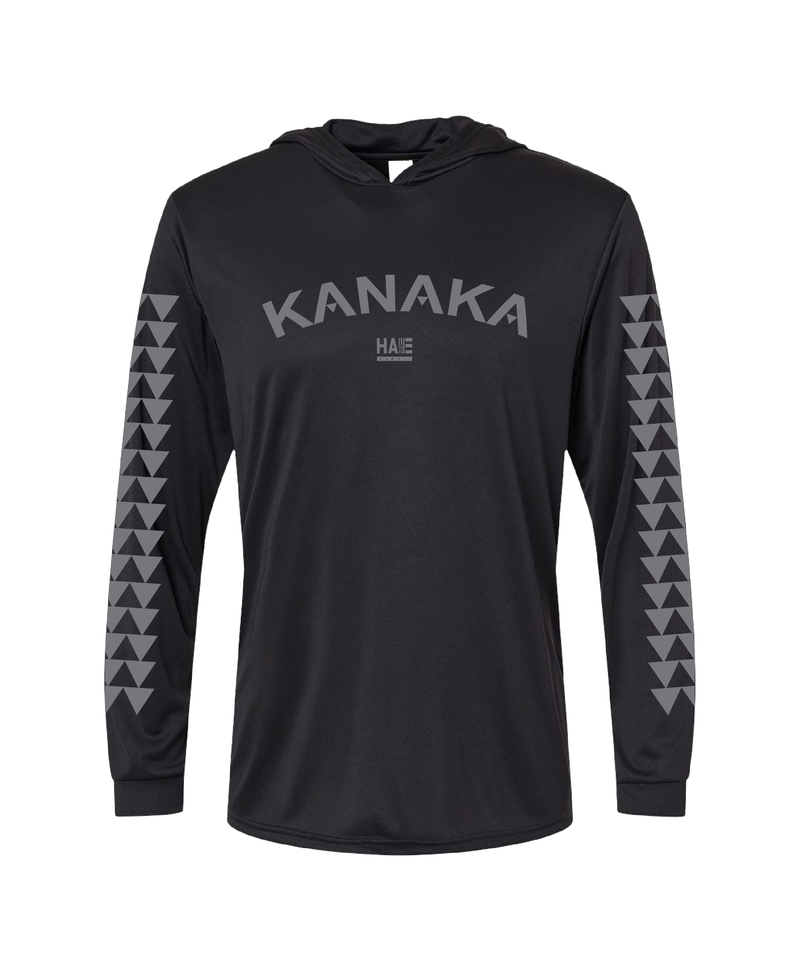 KANAKA Gray on black Hooded Long Sleeve Drifit