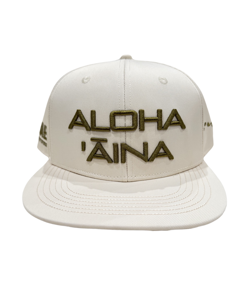 Aloha Aina 3D Puff Snapback Olive on Sand