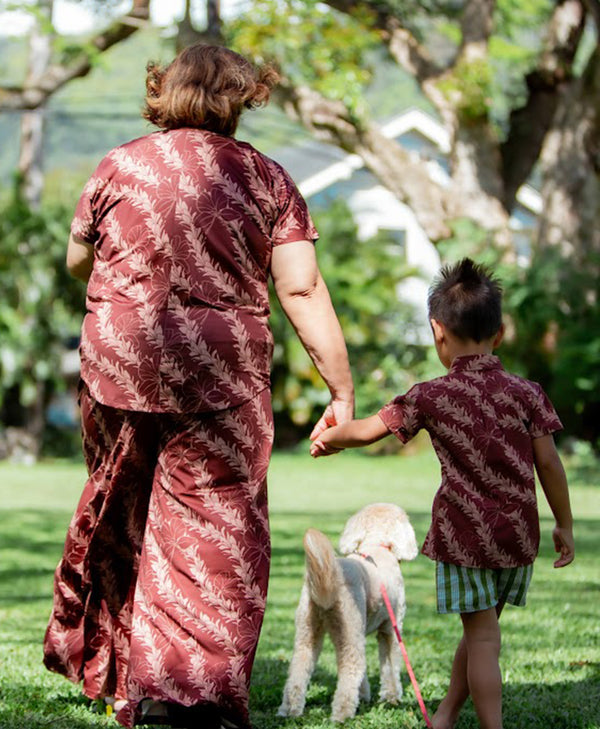 'Awapuhi Melemele Satin Palazzo Pants - ʻĀʻula brown