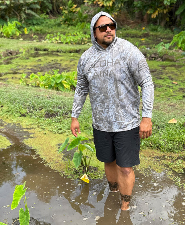 Aloha Aina Brown Camo Hooded Long Sleeve Drifit