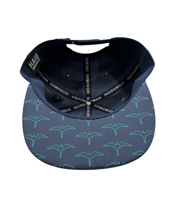 Iwa Bird 3D Puff Snapback Teal on Navy Blue