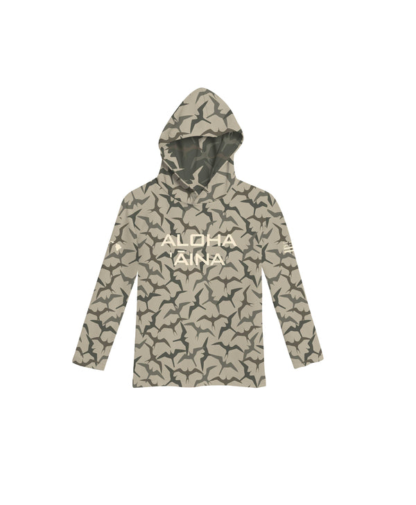 Aloha Aina Iwa Bird Camo Toddler Hooded Long Sleeve Drifit