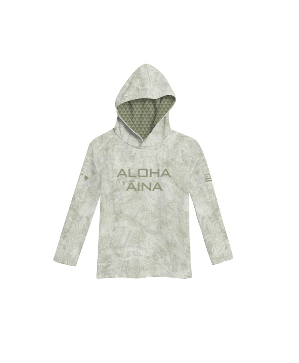 Aloha Aina Green Camo Toddler Hooded Long Sleeve Drifit