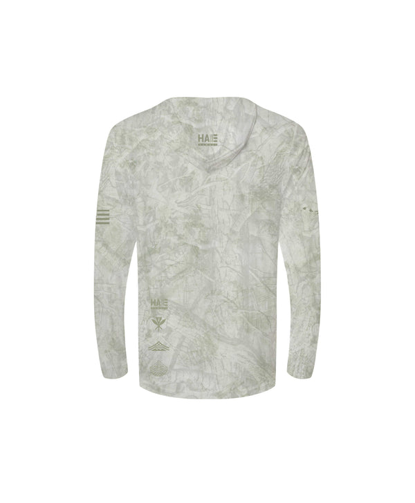 Aloha Aina Green Camo Youth Hooded Long Sleeve Drifit