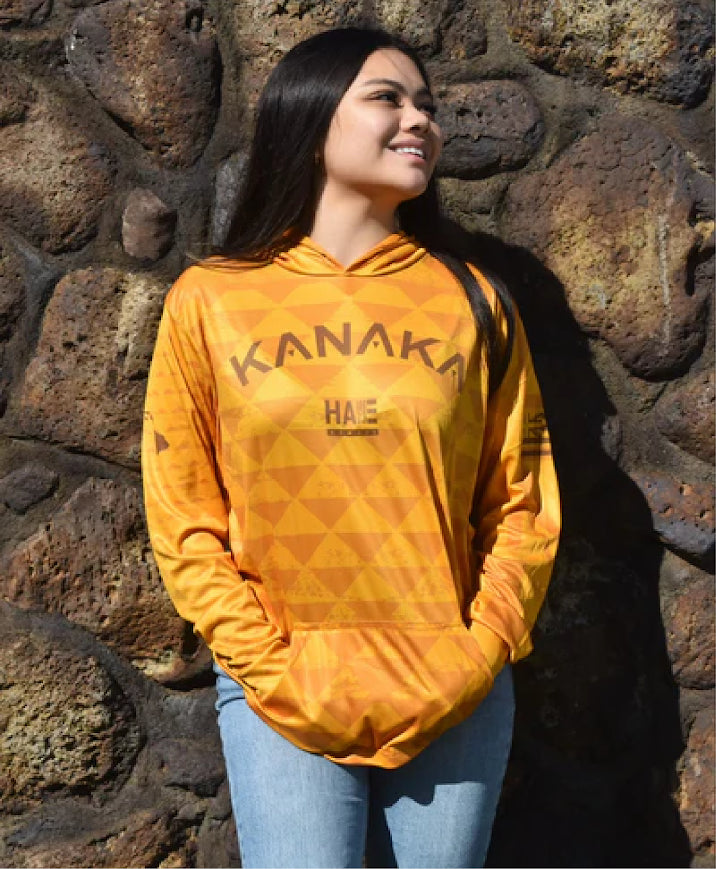 Kanaka Sublimated Hooded Long Sleeve Drifit Mustard