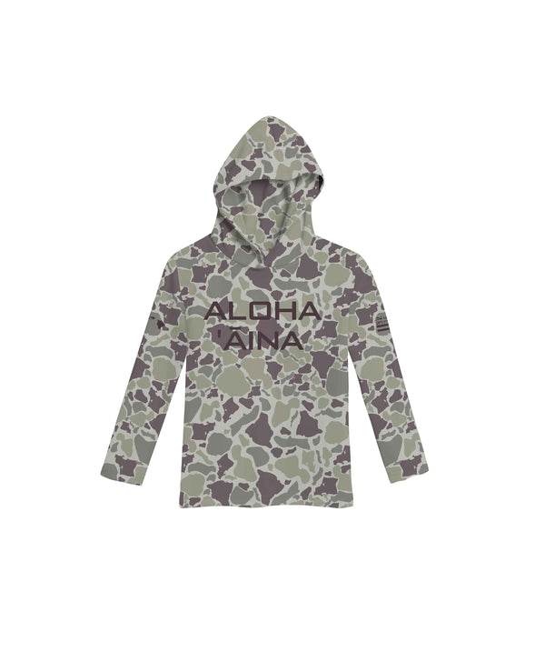 Aloha Aina Namoku Camo Toddler Hooded Long Sleeve Drifit