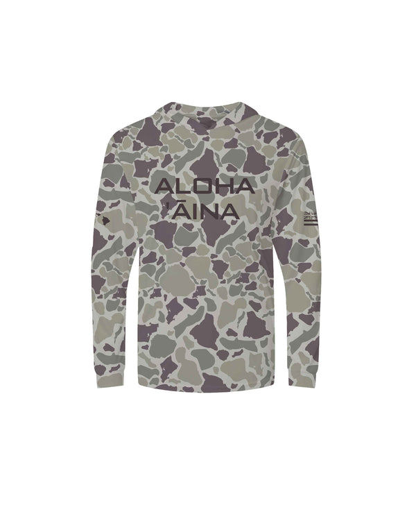 Aloha Aina Namoku Camo Youth Hooded Long Sleeve Drifit