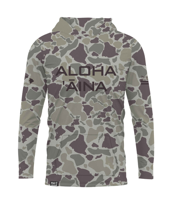 Aloha Aina Namoku Camo Hooded Long Sleeve Drifit