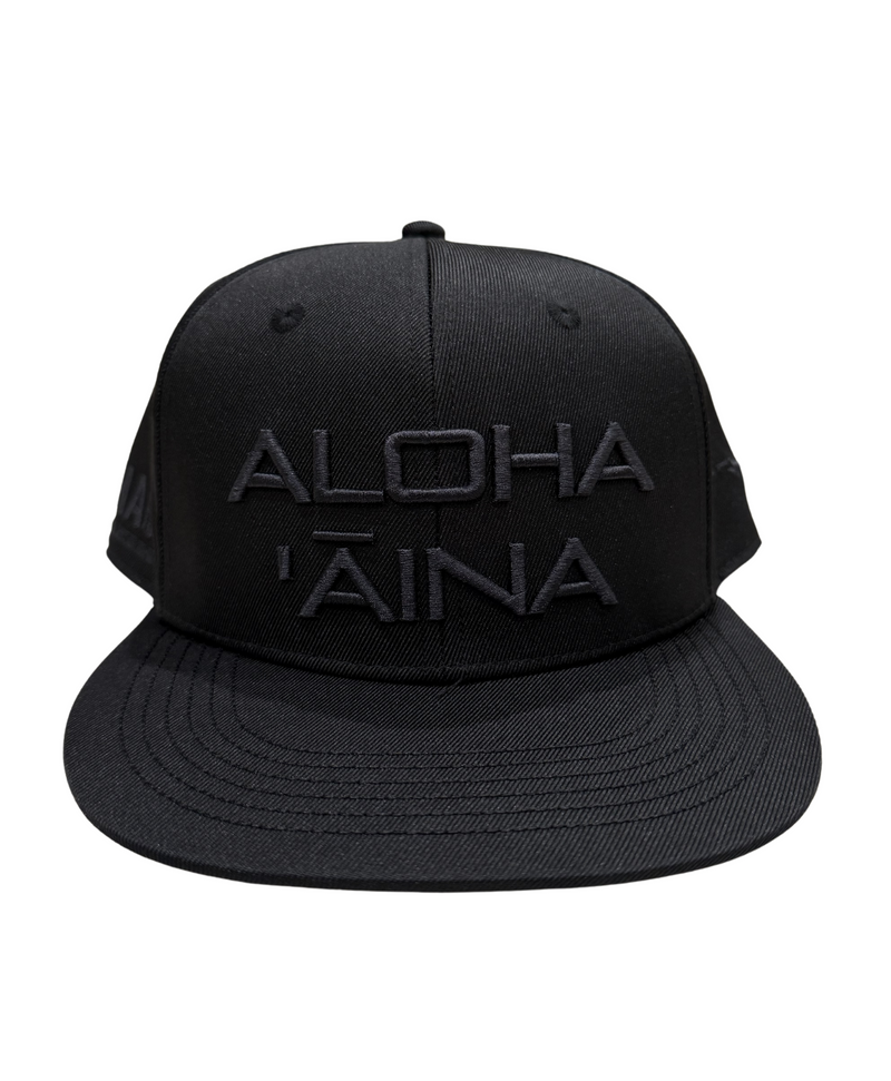 Aloha Aina 3D Puff Snapback Black on Black