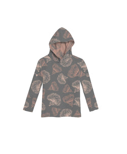 Ohia Lehua Toddler V-Neck Hooded Longsleeve Drifit Gray