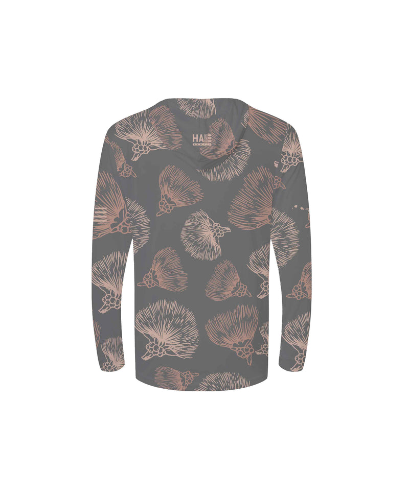 Ohia Lehua Youth V-Neck Hooded Longsleeve Drifit Gray