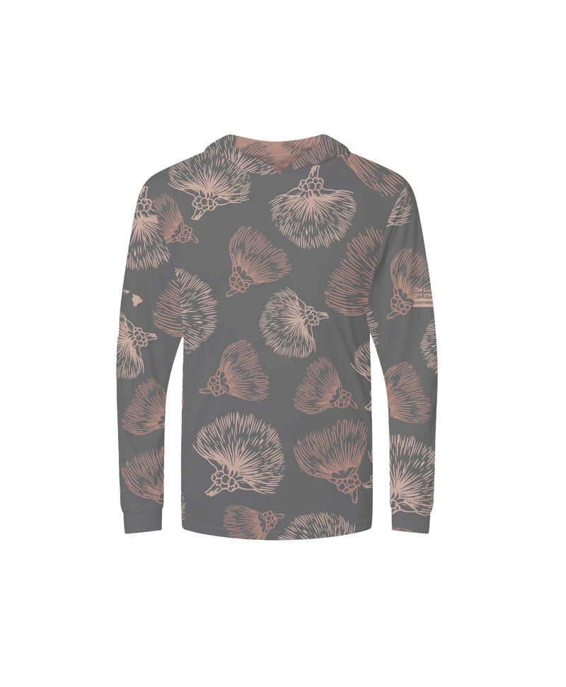 Ohia Lehua Youth V-Neck Hooded Longsleeve Drifit Gray