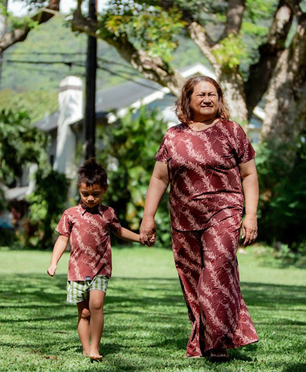 'Awapuhi Melemele Satin Palazzo Pants - ʻĀʻula brown