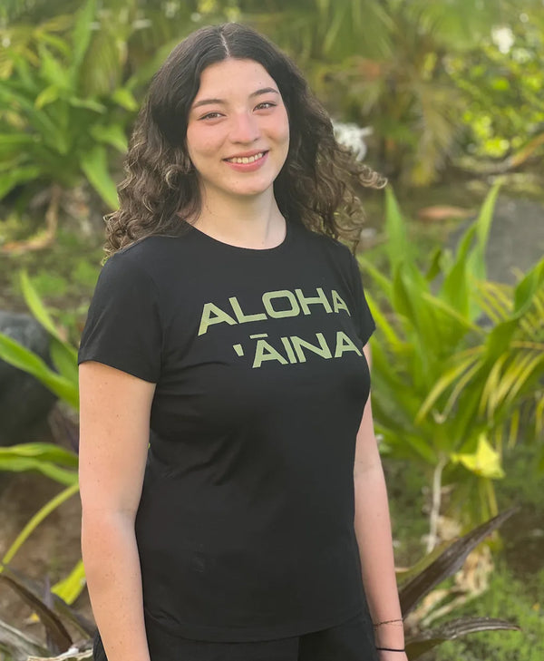 Aloha Aina Wahine Tee Black