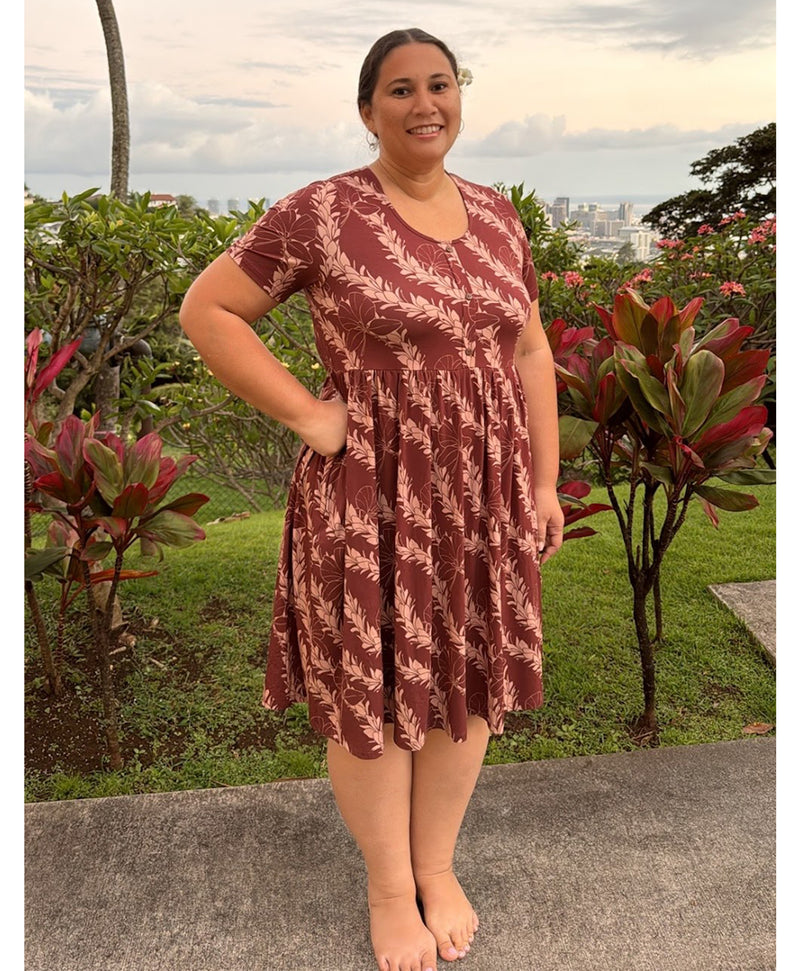 'Awapuhi Melemele Luana Dress - ʻĀʻula Brown