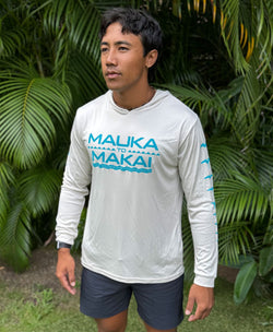 Mauka to Makai Hooded Long Sleeve Drifit Teal on Sand