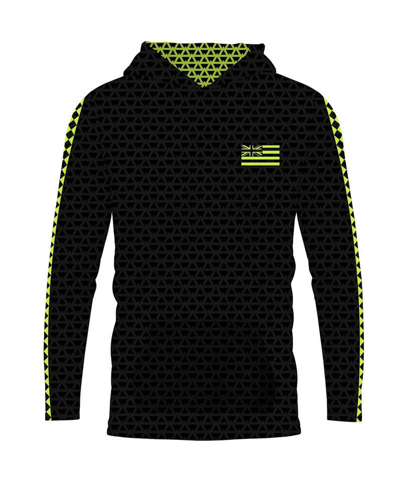 Iwa Triangles Youth Hooded Long Sleeve Drifit Navy Neon
