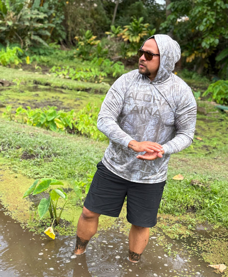 Aloha Aina Brown Camo Hooded Long Sleeve Drifit