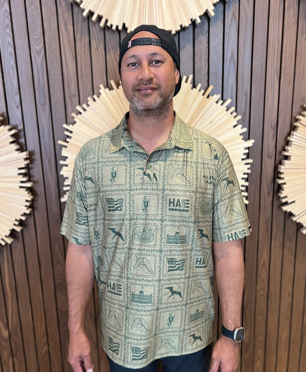 Vintage Hawaii Anywhere Polo Dusty Green