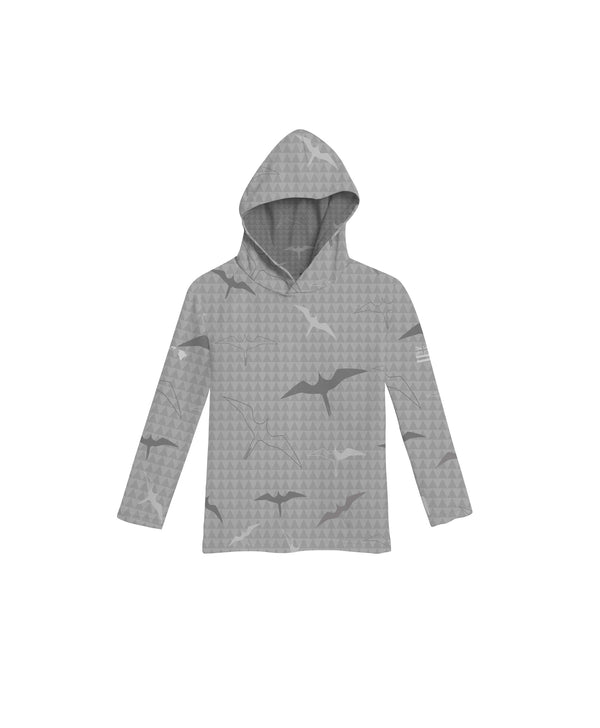 Iwa Birds Toddler Hooded Long Sleeve Drifit Gray