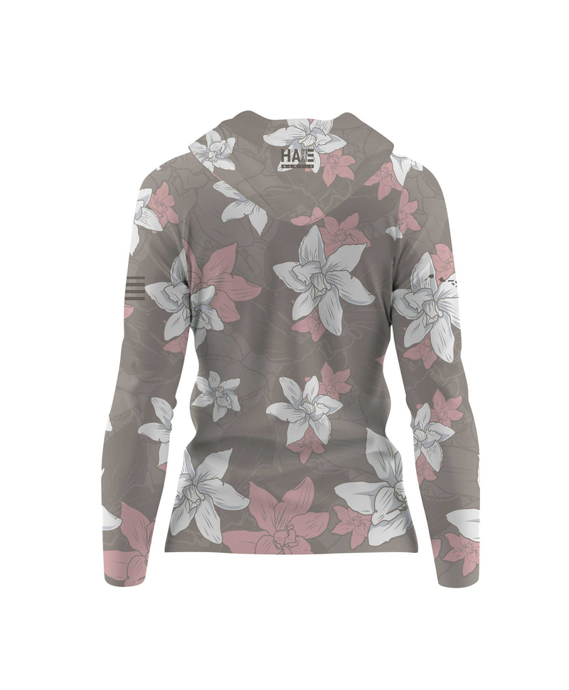 Kiele Wahine Hooded Long Sleeve Vneck Drifit Gray