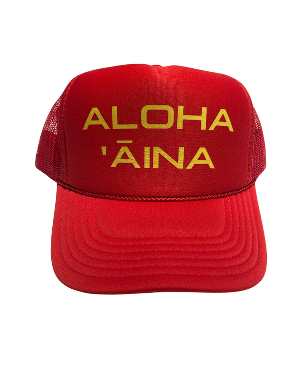 Aloha Aina Trucker Hat Red