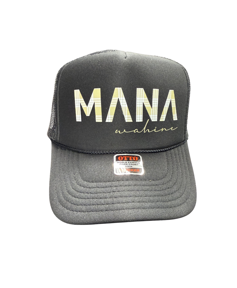 Mana Wahine Palaka Trucker Hat Black