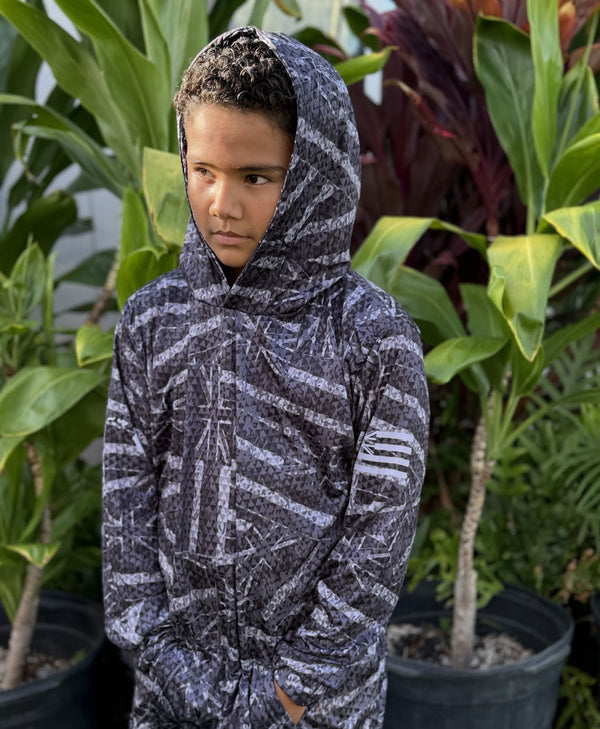 Ku'u Hae Youth Hooded Long Sleeve Drifit Black