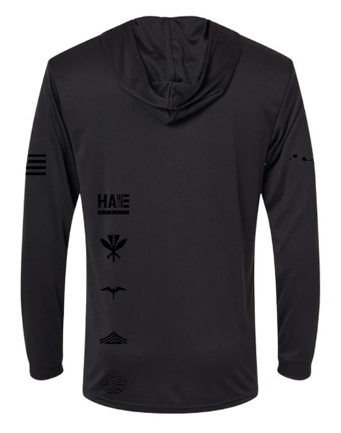 Aloha Aina Hooded Longsleeve Drifit Black on Black